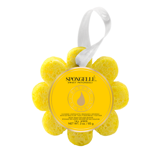 Sweet Patchouli Wild Flower Body Wash Infused Buffer Yellow Sponge