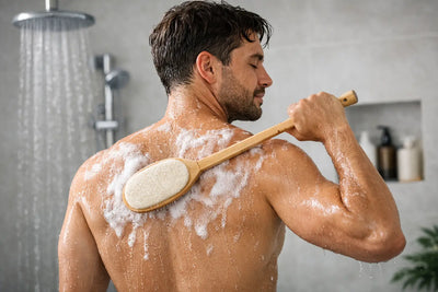 Back Exfoliating Buffer for a Spa-Level Shower