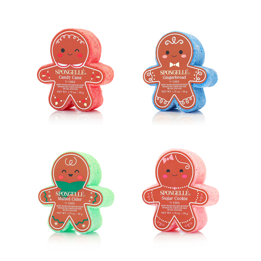 Holiday Gingerbread Body Wash Infused Buffer Assorted Pack of 4