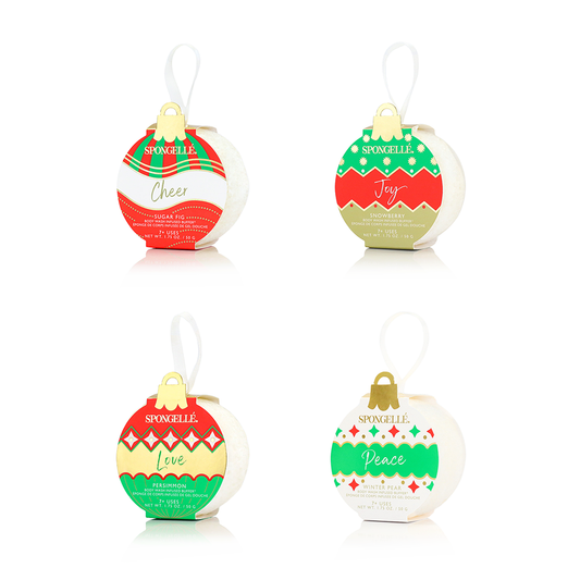 Holiday Ornament Body Wash Infused Buffer Assorted Pack of 4